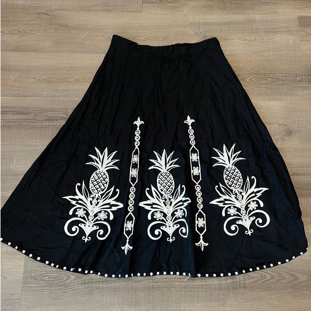 Faith Resortwear Black Beaded Sequin Pineapple Skirt